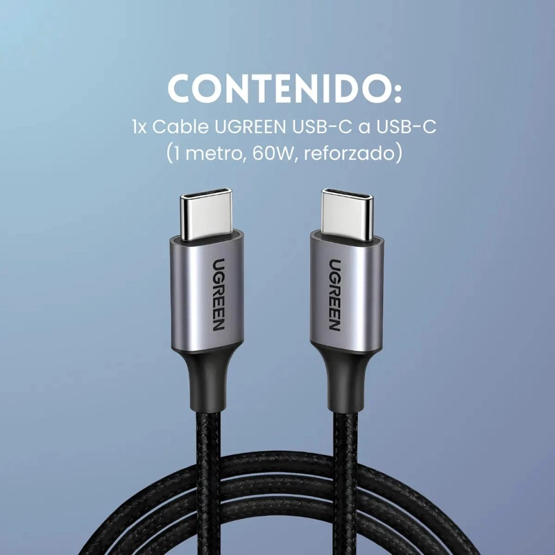 CABLE USB C 3.1 GEN 1 BLINDADO 60W NEGRO - 2