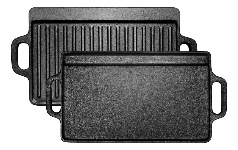PLANCHA CHURRASQUERA REVERSIBLE DE HIERRO FUNDIDO 50X23 CM PARA COCINA - 1