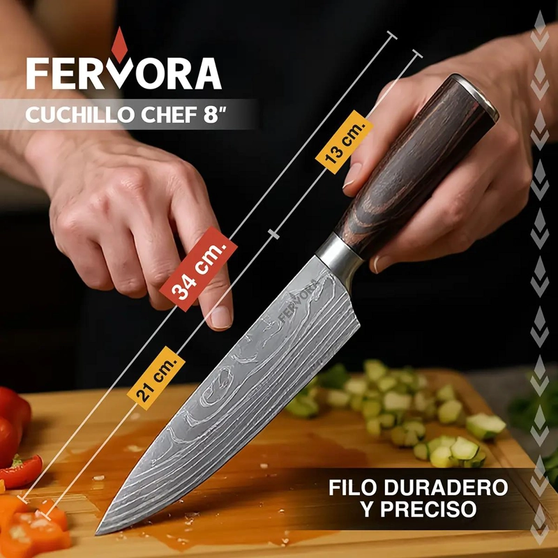 CUCHILLO CHEF 21 CM PROFESIONAL ACERO INOX - 2