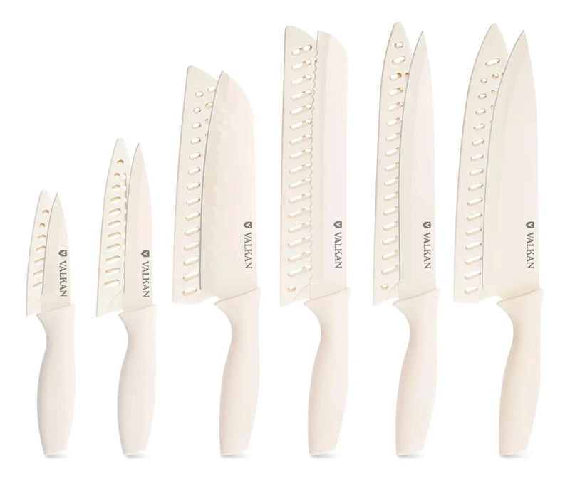 SET DE CUCHILLOS DE COCINA 12 PIEZAS ACERO CREMA - 1
