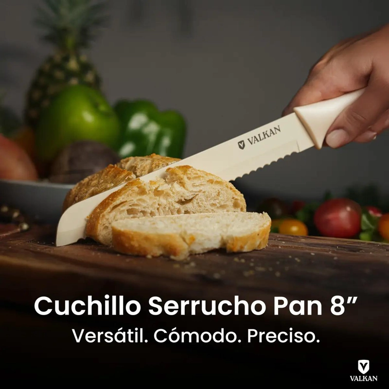 SET DE CUCHILLOS DE COCINA 12 PIEZAS ACERO CREMA - 2
