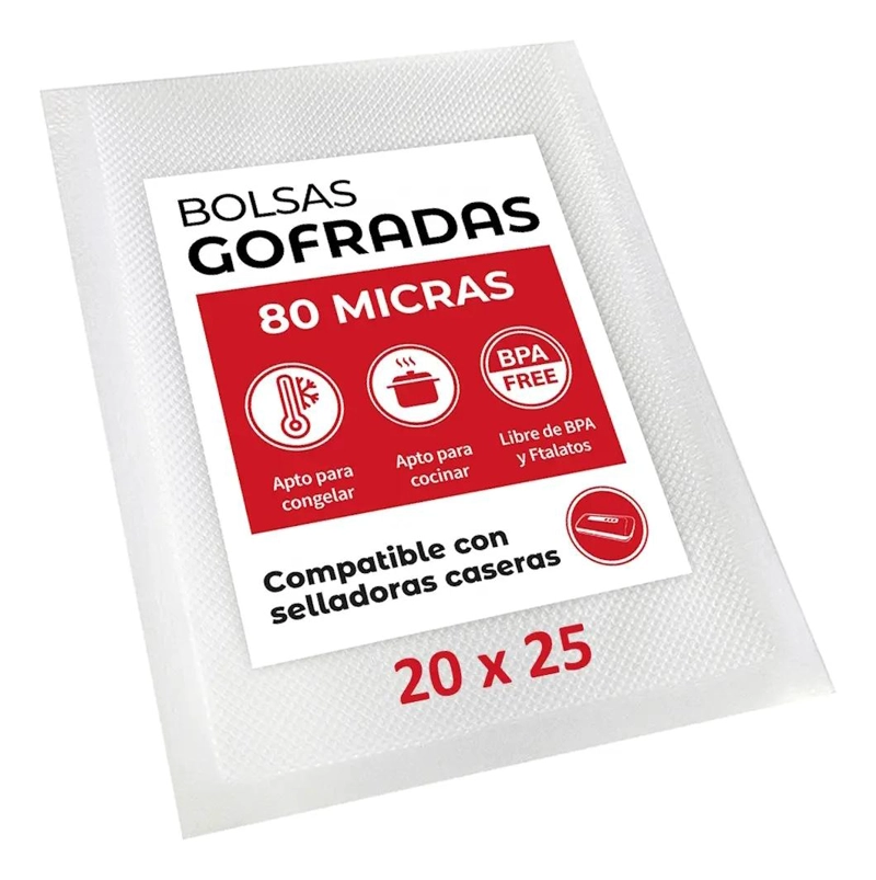 BOLSAS SELLADO AL VACIO GOFRADAS 20X25 CMS 80 MICRAS - 1