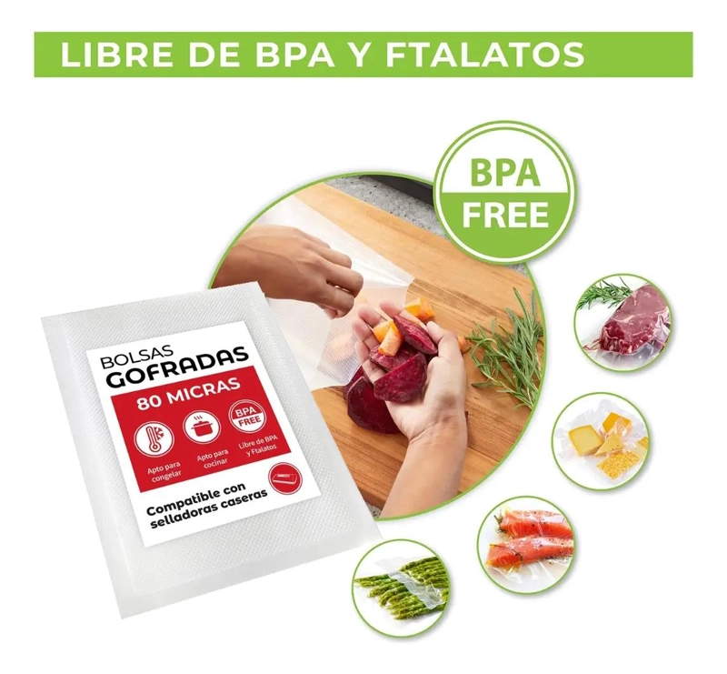 BOLSAS SELLADO AL VACIO GOFRADAS 20X25 CMS 80 MICRAS - 3