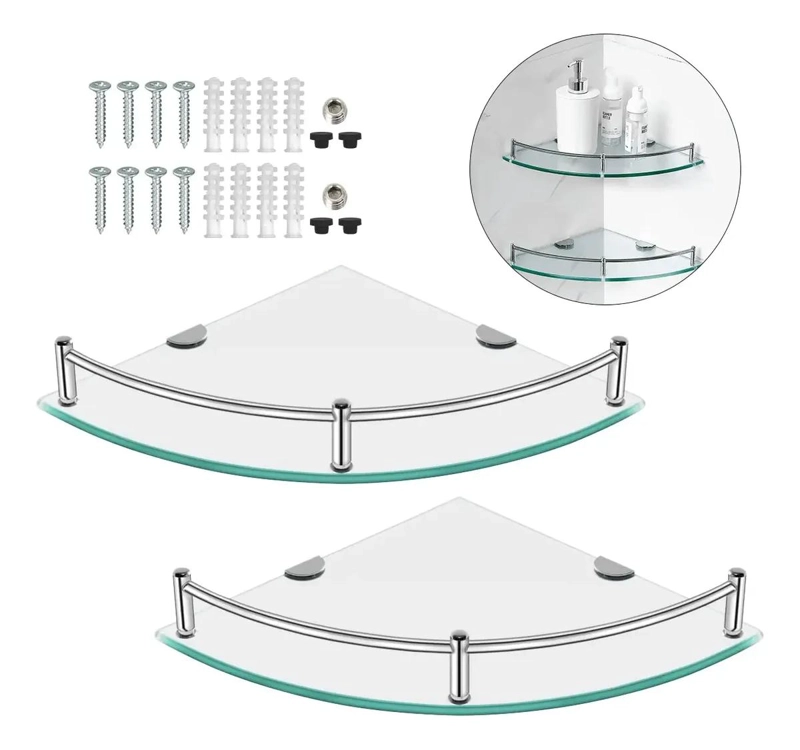 REPISAS ESQUINERAS DE VIDRIO PARA BAÑO 2 PISOS - 1