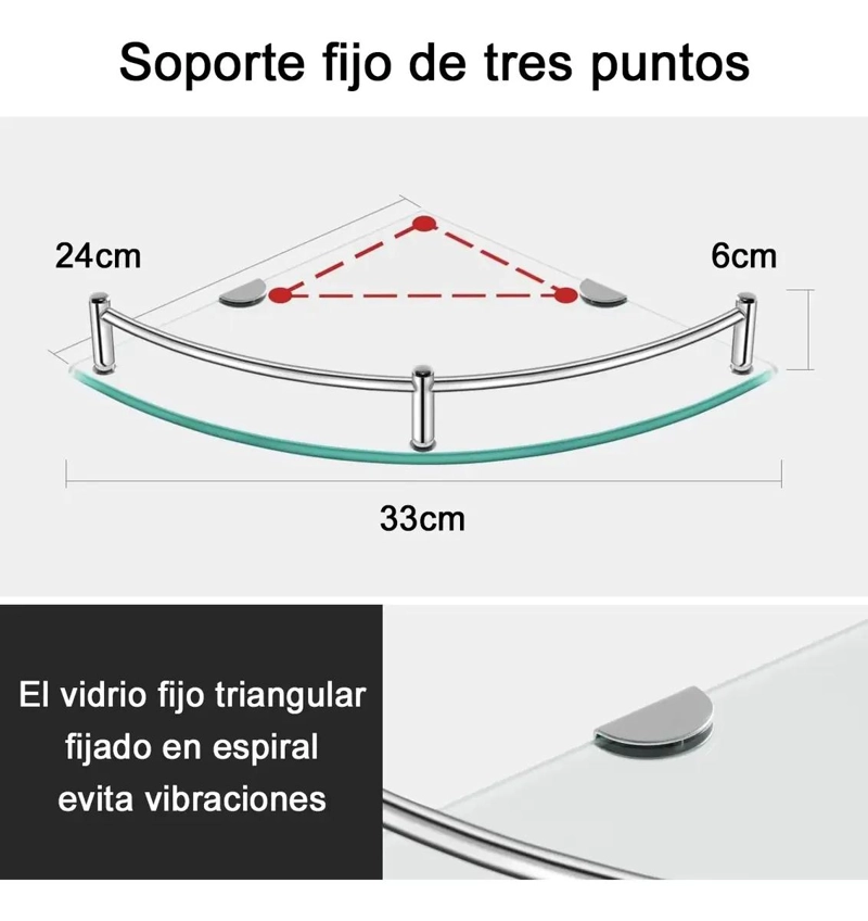 REPISAS ESQUINERAS DE VIDRIO PARA BAÑO 2 PISOS - 2