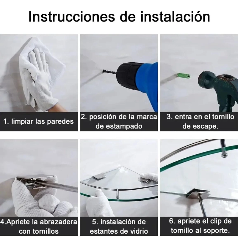 REPISAS ESQUINERAS DE VIDRIO PARA BAÑO 2 PISOS - 5