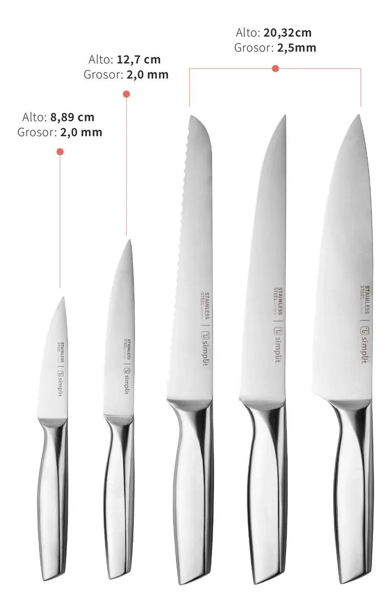 SET DE CUCHILLOS DE ACERO INOXIDABLE 5 PIEZAS - 2