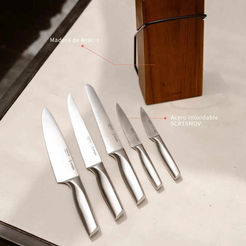 SET DE CUCHILLOS DE ACERO INOXIDABLE 5 PIEZAS - 3