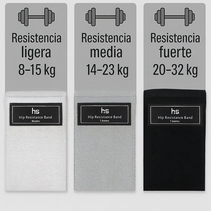 SET 3 BANDAS ELASTICAS RESISTENTES COLOR GRIS - 2