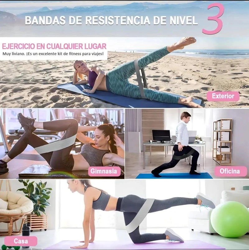 SET 3 BANDAS ELASTICAS RESISTENTES COLOR GRIS - 3