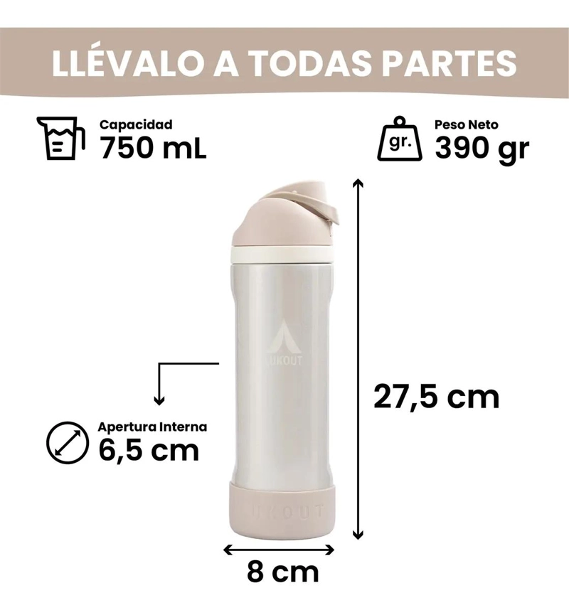 TERMO BOTELLA TE RMICA AGUA 750ML DOBLE PARED - 2