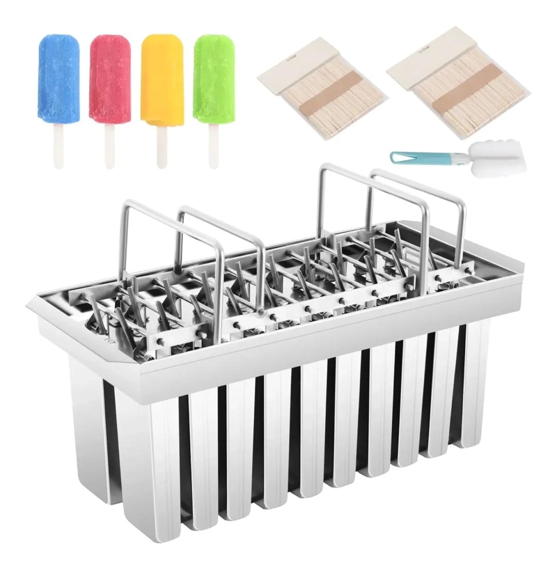 MOLDE PARA 20 PALETAS DE HIELO EN ACERO INOXIDABLE RESISTENTE - 1