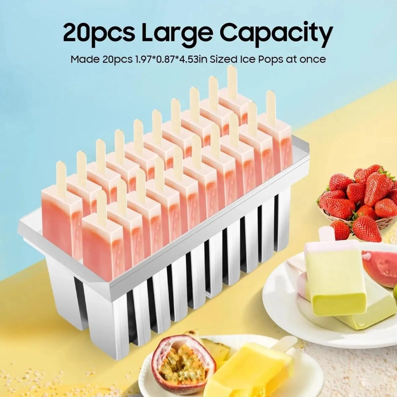 MOLDE PARA 20 PALETAS DE HIELO EN ACERO INOXIDABLE RESISTENTE - 3