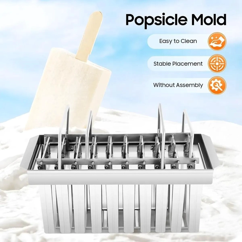 MOLDE PARA 20 PALETAS DE HIELO EN ACERO INOXIDABLE RESISTENTE - 5