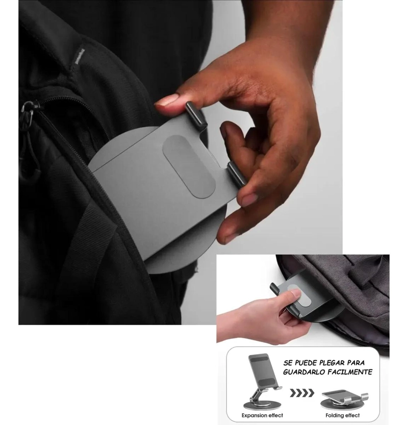 SOPORTE GIRATORIO DE ALUMINIO PARA CELULAR Y TABLET - 5