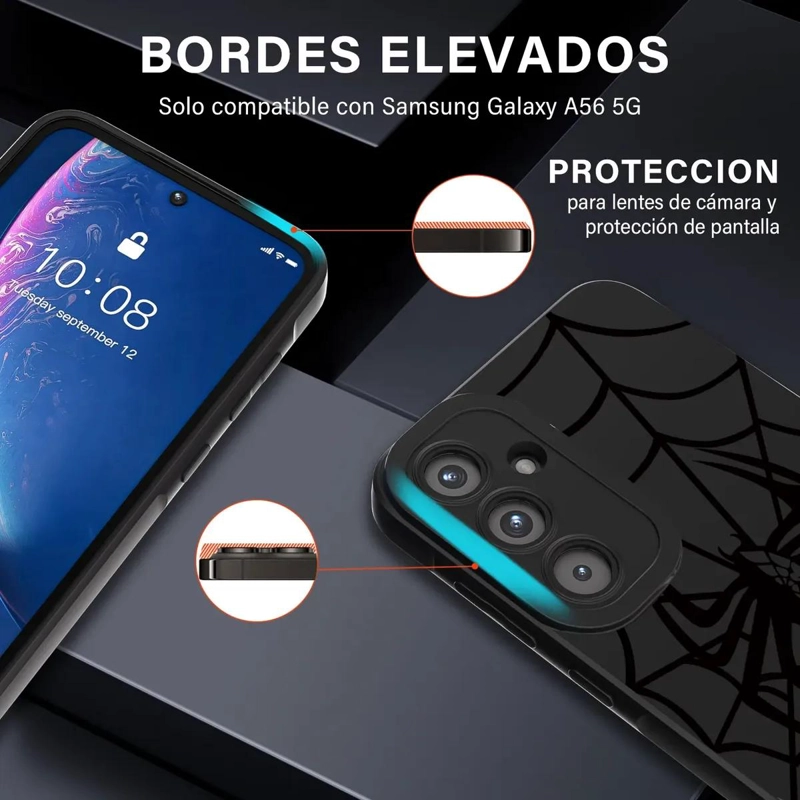 FUNDA NEGRA PARA SAMSUNG GALAXY A56 CON DISEÑO ARAÑA - 2