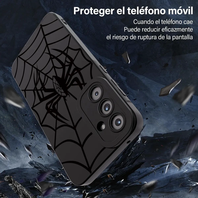 FUNDA NEGRA PARA SAMSUNG GALAXY A56 CON DISEÑO ARAÑA - 3
