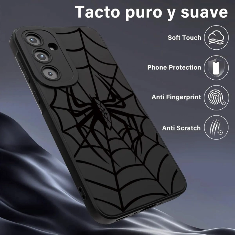 FUNDA NEGRA PARA SAMSUNG GALAXY A56 CON DISEÑO ARAÑA - 4