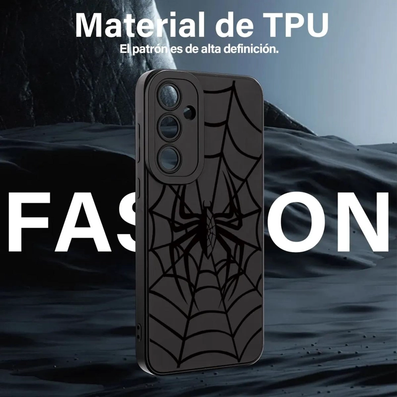 FUNDA NEGRA PARA SAMSUNG GALAXY A56 CON DISEÑO ARAÑA - 5