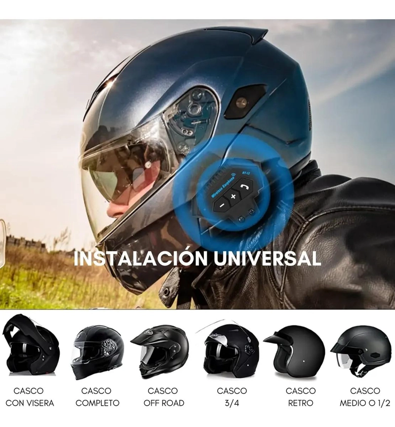 AUDIFONO INTERCOMUNICADOR BLUETOOTH PARA MOTO - 5