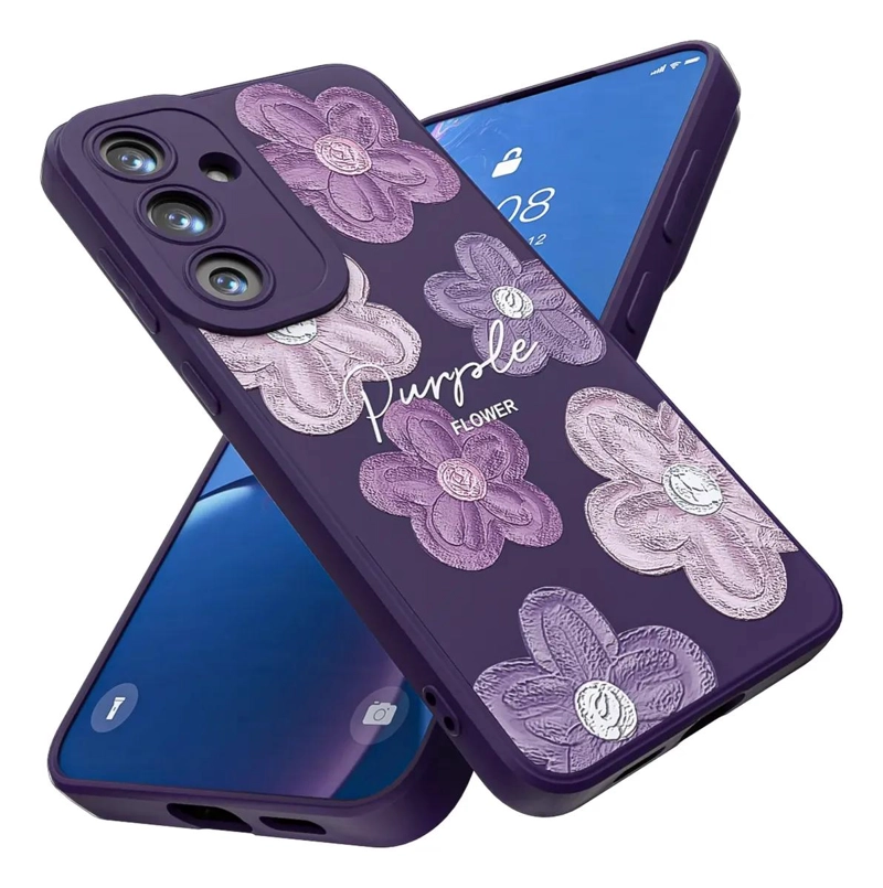 CARCASA PURPURA CON FLORES PARA SAMSUNG GALAXY S24 PLUS - 1