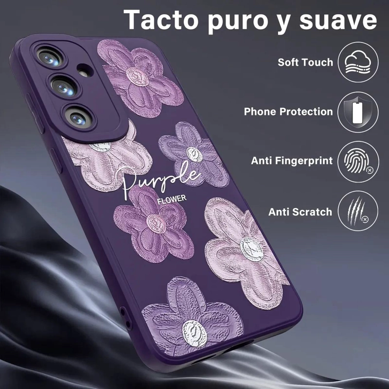 CARCASA PURPURA CON FLORES PARA SAMSUNG GALAXY S24 PLUS - 3