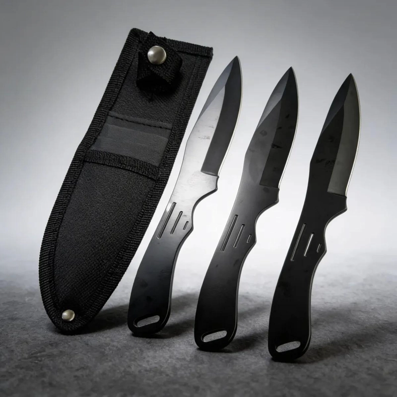 SET DE CUCHILLOS DE LANZAMIENTO CON FUNDA 3 UNIDADES - 1