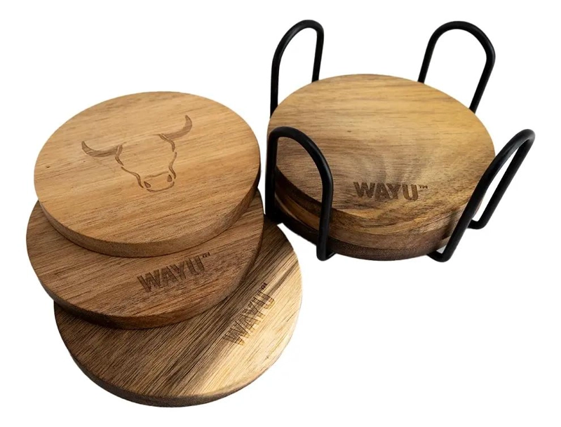 SET DE 6 POSAVASOS DE MADERA COLOR MARRON - 2