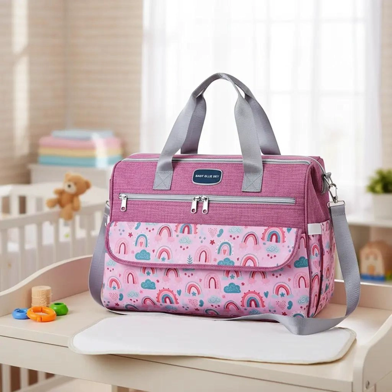 BOLSO ORGANIZADOR PAÑALERA MUDADOR BEBE  ROSA - 1