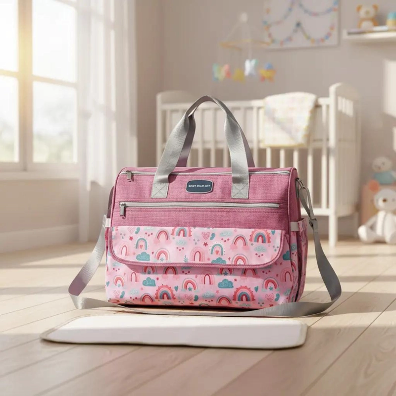 BOLSO ORGANIZADOR PAÑALERA MUDADOR BEBE  ROSA - 4