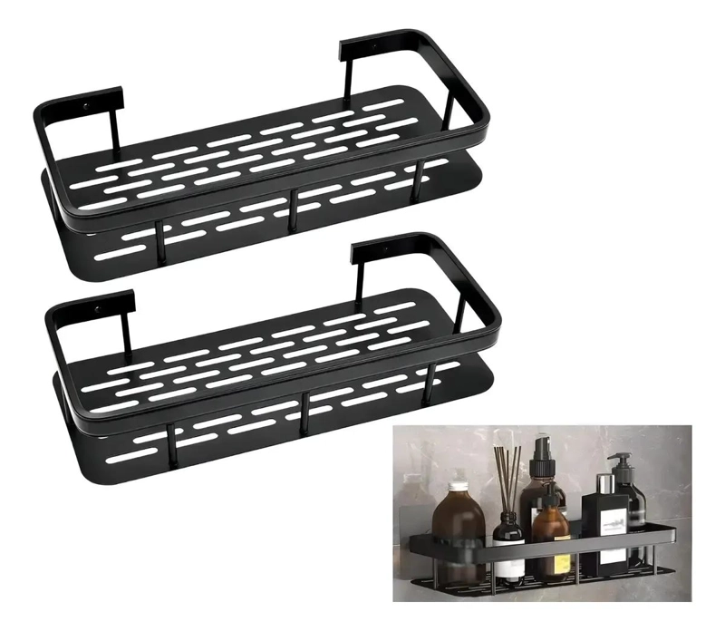 ORGANIZADOR DE DUCHA SET 2 REPISAS ADHESIVAS INOXIDABLE - 1