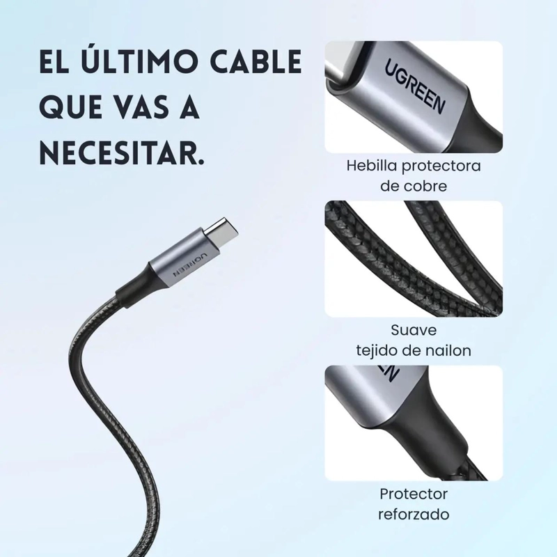 CABLE USB TIPO C CARGA RAPIDA 3A 3 METROS - 5