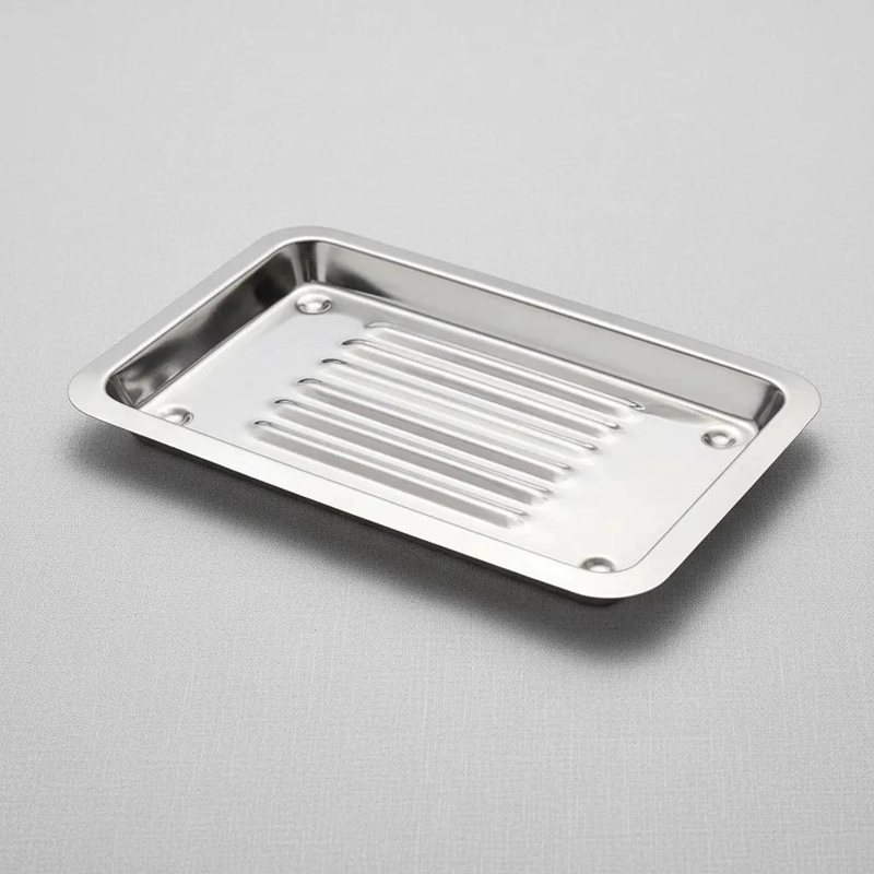 BANDEJA DE ACERO INOXIDABLE ACANALADA 20X10X2 - 1