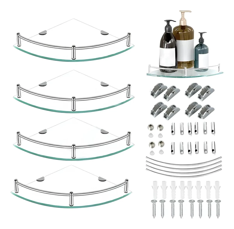 REPISA ESQUINERA DE VIDRIO PARA BAÑO 4 PISOS - 1