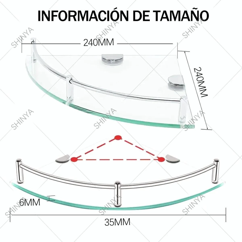 REPISA ESQUINERA DE VIDRIO PARA BAÑO 4 PISOS - 3