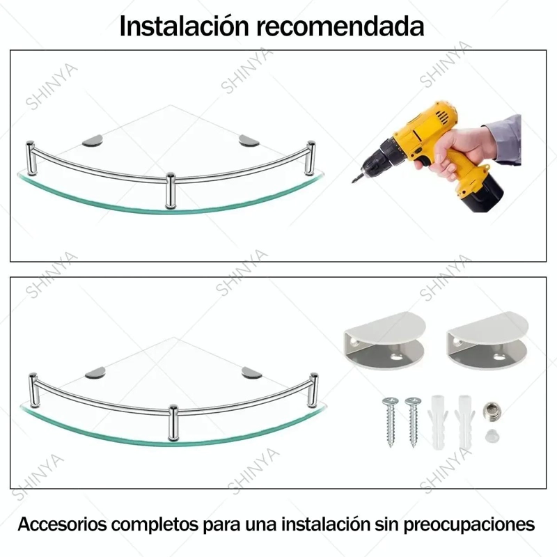 REPISA ESQUINERA DE VIDRIO PARA BAÑO 4 PISOS - 4