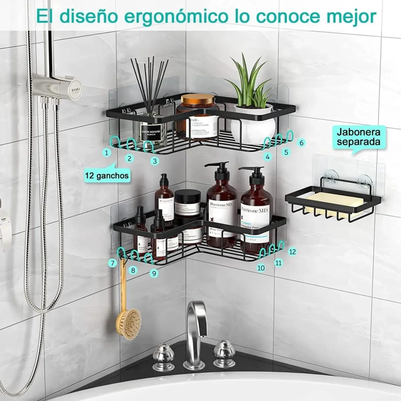 ORGANIZADOR DE DUCHA REPISA BAÑO ADHESIVO SET 3 - 2