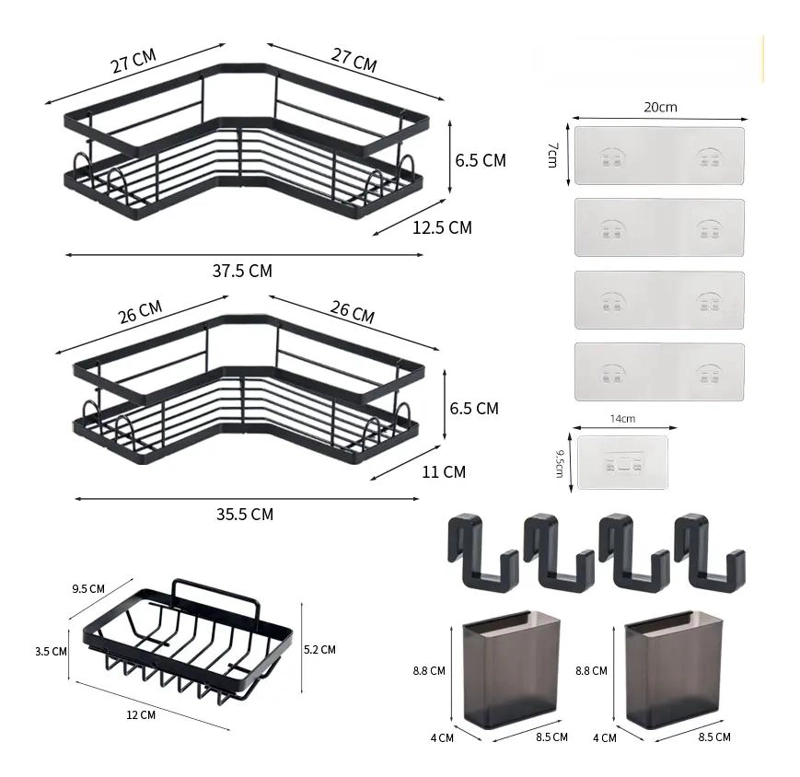 ORGANIZADOR DE DUCHA REPISA BAÑO ADHESIVO SET 3 - 3