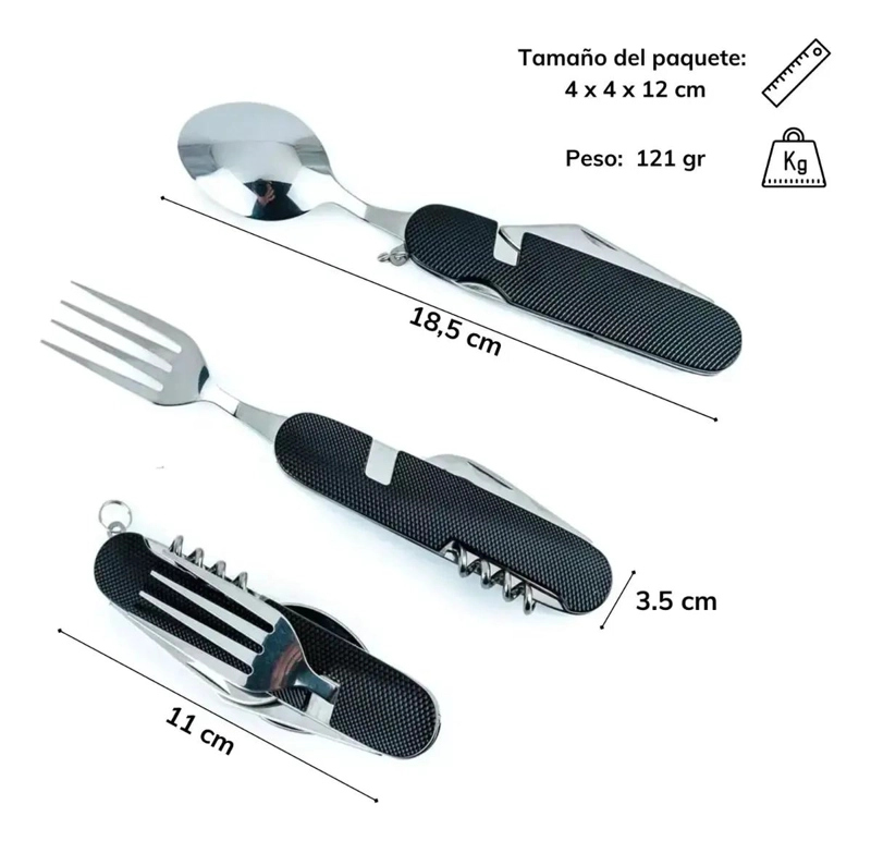 SET 6 EN 1 CUBIERTOS PLEGABLES PARA CAMPING - 2