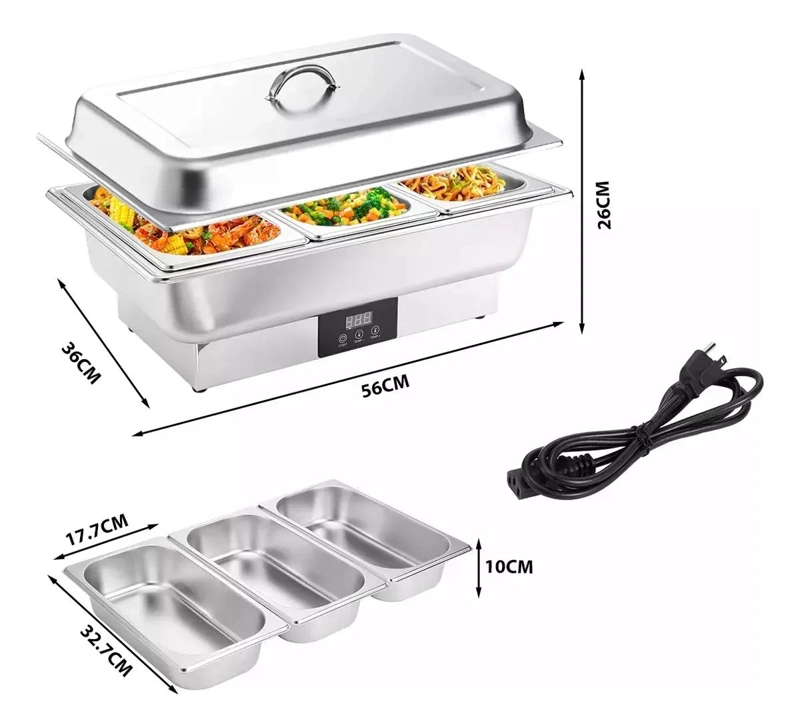 BUFFET ELE CTRICO ACERO INOXIDABLE TRES BANDEJAS 9 L - 2