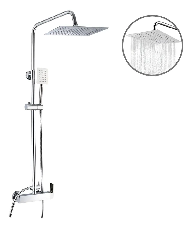 COLUMNA DUCHA RECTANGULAR MONOCOMANDO GRIS CROMADO - 1