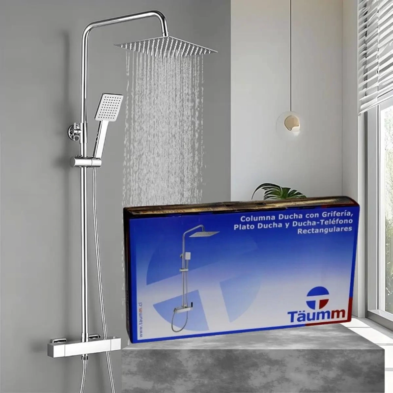 COLUMNA DUCHA RECTANGULAR MONOCOMANDO GRIS CROMADO - 2