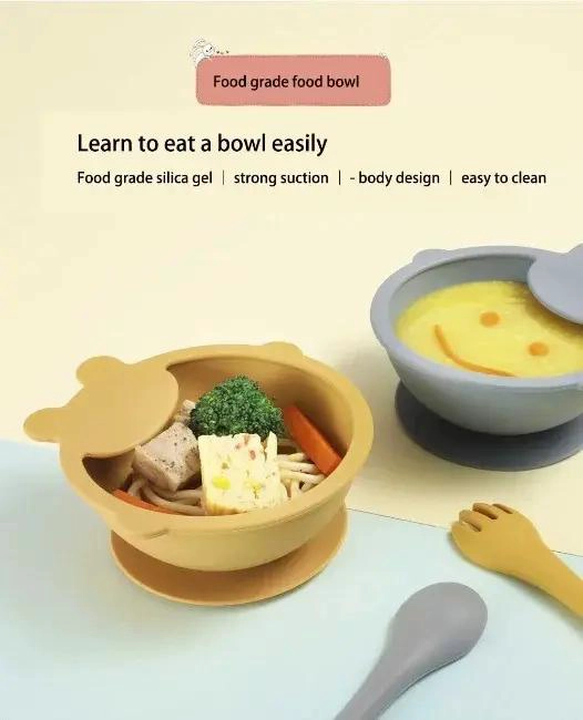 JUEGO DE CUBIERTOS DE SILICONA ANTIDESLIZANTE PARA BEBE - 5