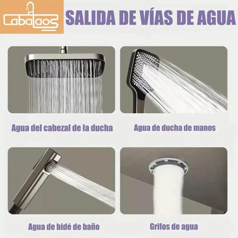 DUCHA COLUMNA MODERNA 4 FUNCIONES BOTONES NEGRO - 3