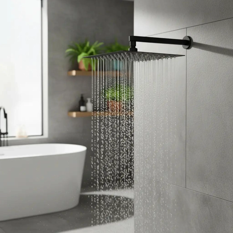 PLATO DUCHA CUADRADO 25X25 NEGRO ACERO INOX - 3