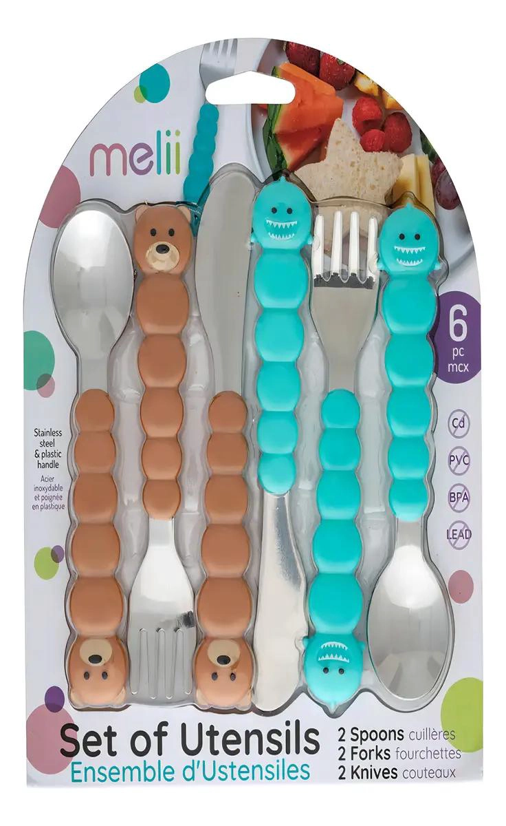 CUBIERTOS DE ACERO MULTICOLORES PARA BEBE S 6 PIEZAS - 2