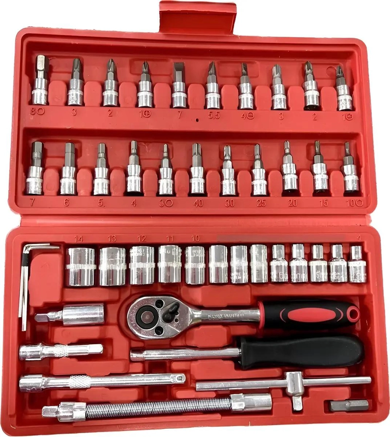 KIT HERRAMIENTAS AUTO CHICHARRA CUADRANTE 46 PIEZAS - 1