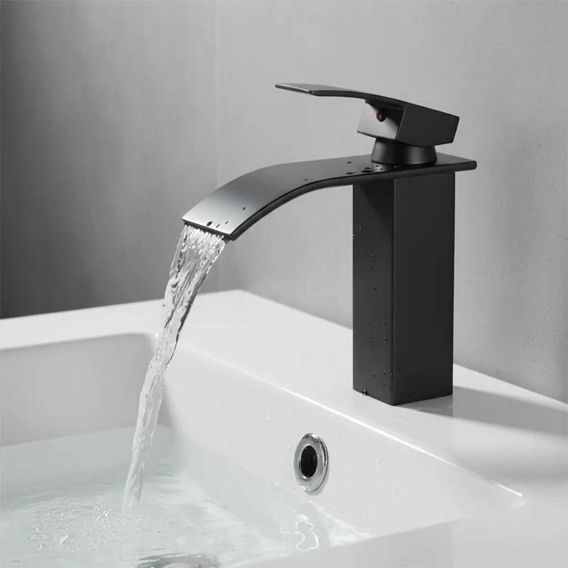 LLAVE MONOMANDO CASCADA PARA LAVAMANOS ACERO NEGRO - 5