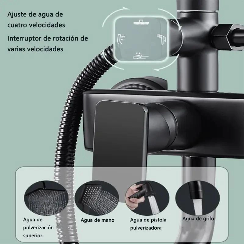 COLUMNA DUCHA NEGRA MATE 4 FUNCIONES - 3