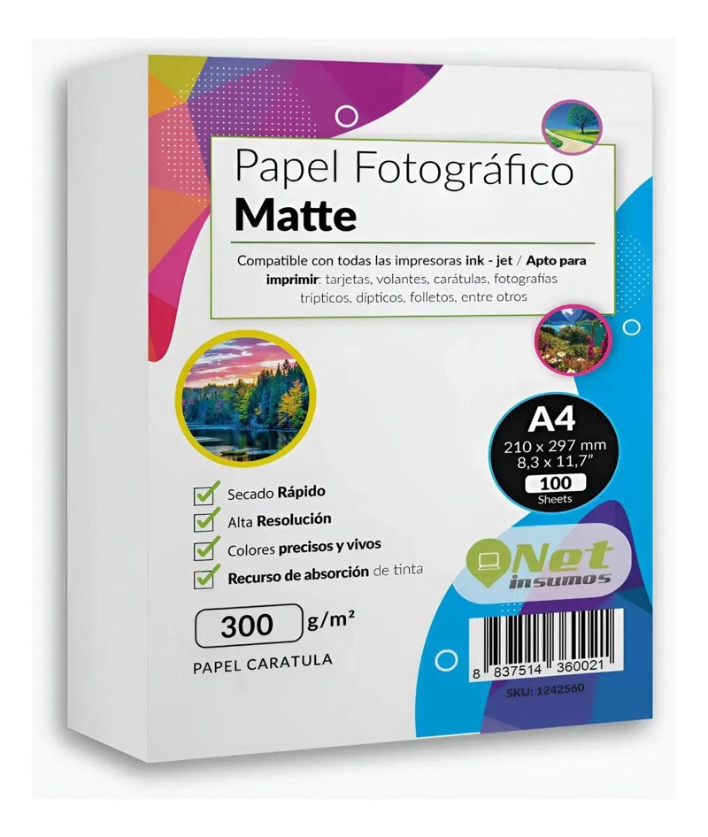 PAPEL FOTOGRAFICO MATTE A4 300 GR 100 HOJAS - 1